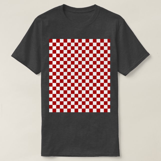 Muster des Karos Sichtbares Muster Rot und Weiß T-Shirt (Design vorne)