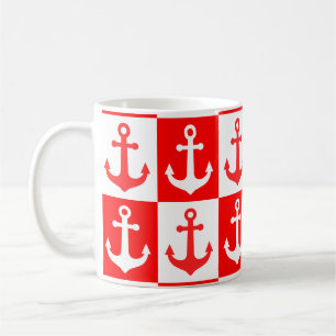 Muster des Kreuzschiffs - rot und weiß Kaffeetasse