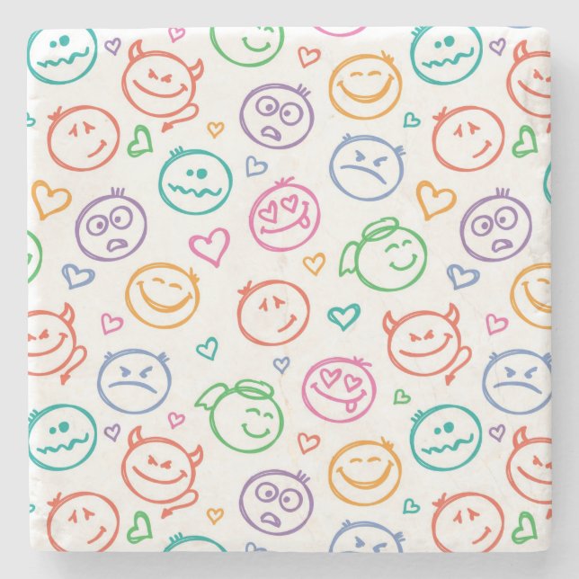 Muster des Lächelns Steinuntersetzer (Vorderseite)