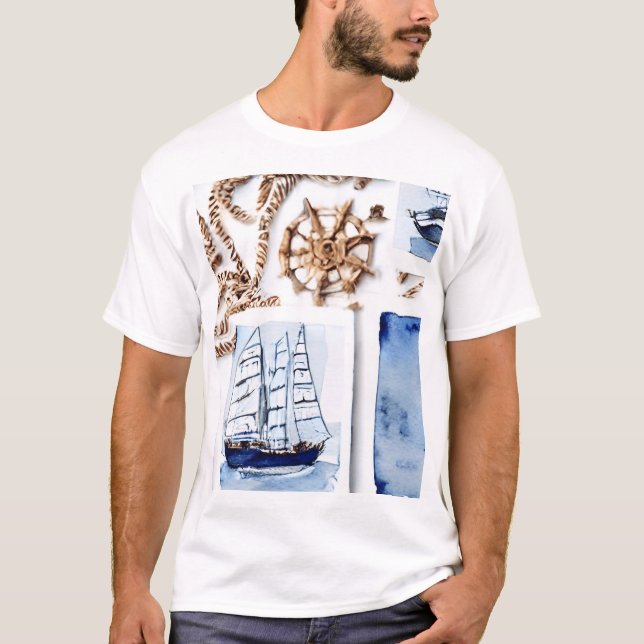 Muster des Meeresthemas T-Shirt (Vorderseite)