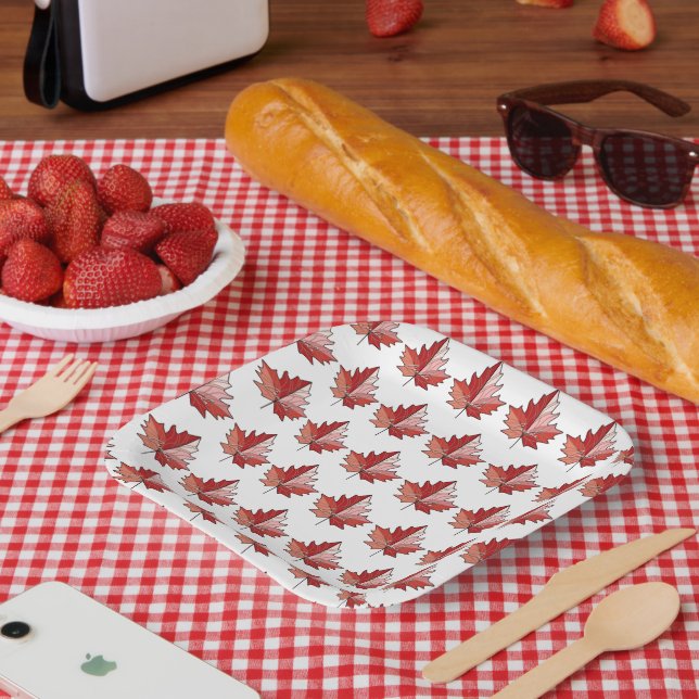Muster des modernen kanadischen Ahornblattes ID107 Pappteller (Picknick)