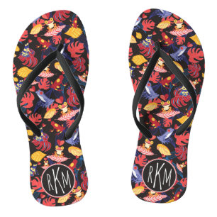 Muster des Monogramms der Liebhaber-Frosch- Flip Flops