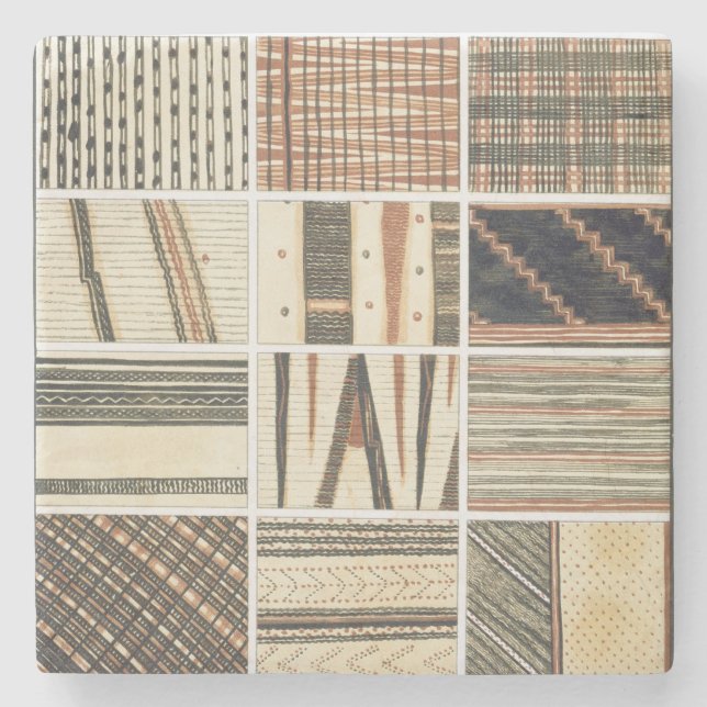 Muster des polynesischen Tapa vom Koch Steinuntersetzer (Vorderseite)