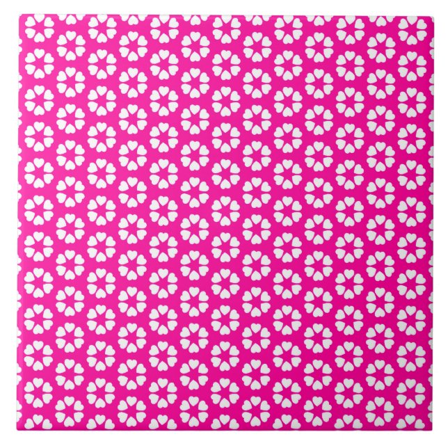 Muster des rosa und weißen Herzens Fliese (Vorderseite)