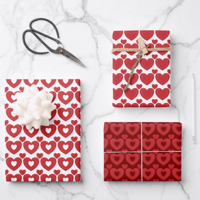 Muster des roten Herzens Geschenkpapier Set (Vorderseite)