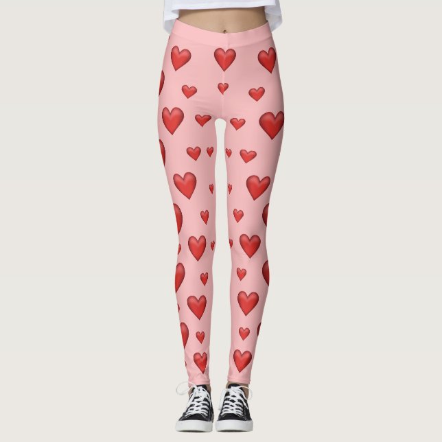 Muster des roten Herzens Leggings (Vorderseite)