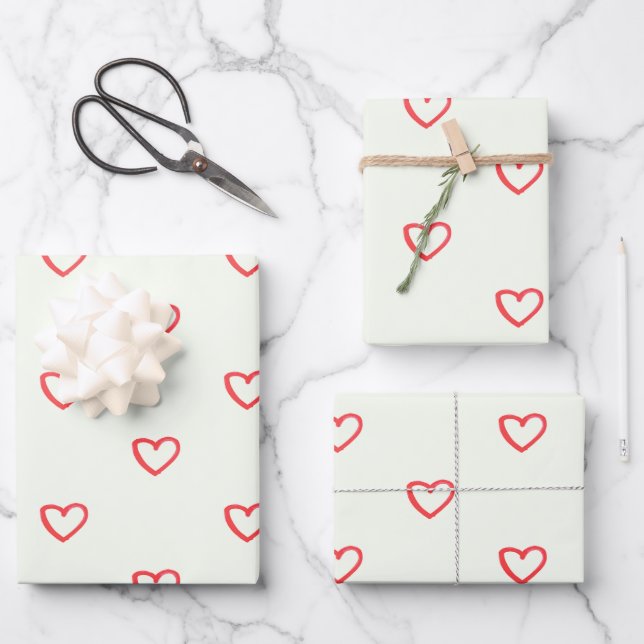 Muster des roten Herzens, Niedlich, Liebe Geschenkpapier Set (Vorderseite)