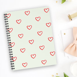 Muster des roten Herzens, Niedlich, Liebe Notizblock