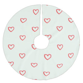 Muster des roten Herzens, Niedlich, Liebe Polyester Weihnachtsbaumdecke