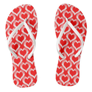 Muster des roten weißen Herzens Flip Flops
