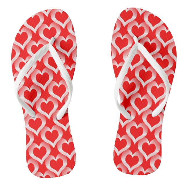 Muster des roten weißen Herzens Flip Flops (Fußbett)