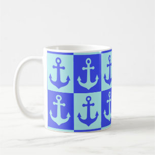 Muster des Schachbrettmusters - Blau des Ozeans Kaffeetasse