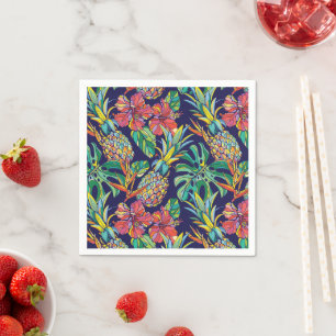 Muster des tropischen Ananas-Hibiskus Serviette