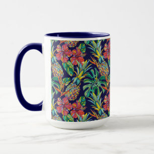 Muster des tropischen Ananas-Hibiskus Tasse
