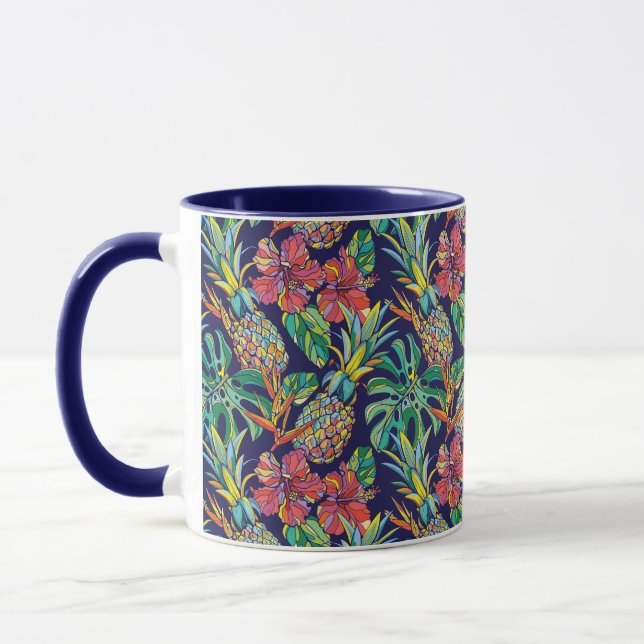 Muster des tropischen Ananas-Hibiskus Tasse (Links)