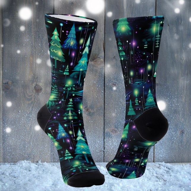 Muster des verzauberten Waldbaums Socken (glow christmas tree 1)