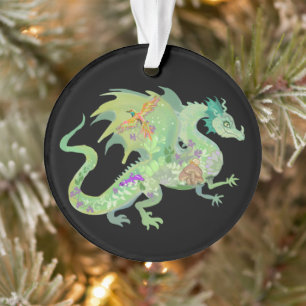 Muster des verzauberten Walddrachen Ornament