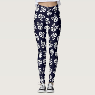 Muster des weißen Schädels und der Kreuzknochen Leggings