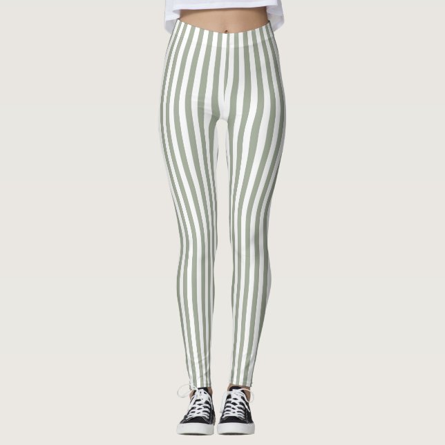 Muster des weißen Streifens Leggings (Vorderseite)