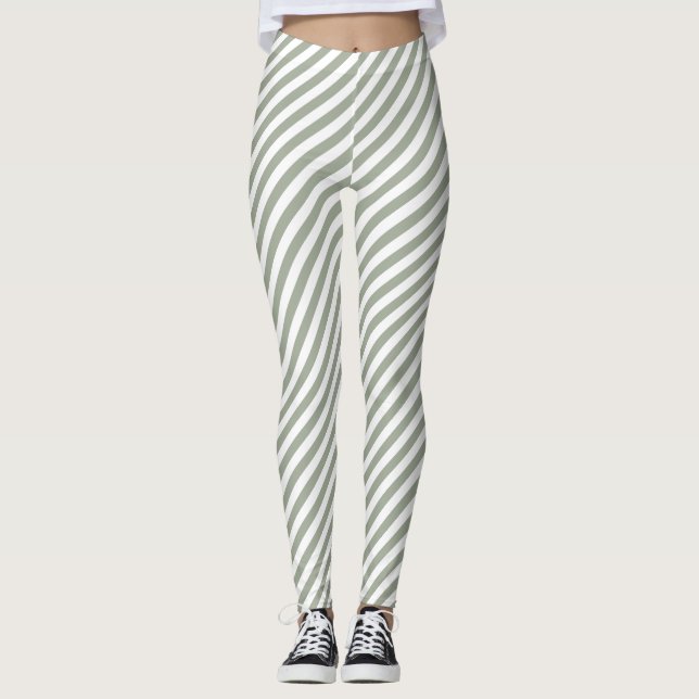 Muster des weißen Streifens Leggings (Vorderseite)