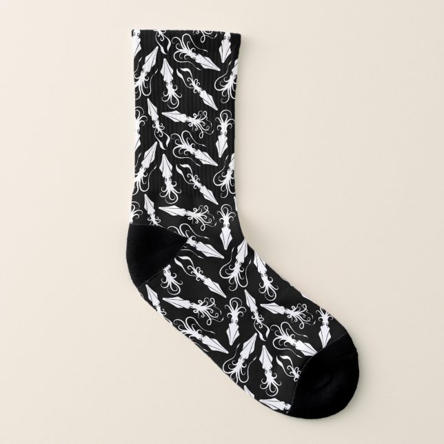 Muster des weißen Tintenfischs Socken (Links - Innen)