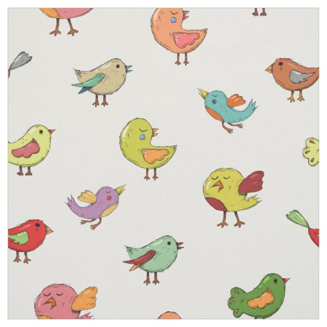 Muster des Whimsical Colorful Bird Cartoon Stoff (Muster)