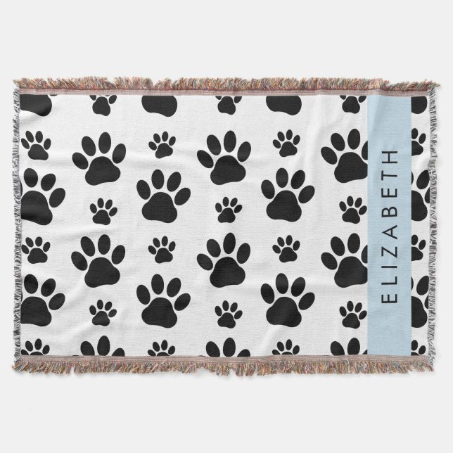 Muster, Dog Paws, Schwarz und Weiß, Ihr Name Decke (Vorderseite)