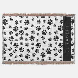 Muster, Dog Paws, Schwarz und Weiß, Ihr Name Decke