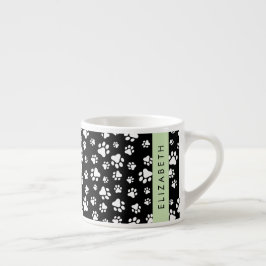 Muster, Dog Paws, Schwarz und Weiß, Ihr Name Espressotasse