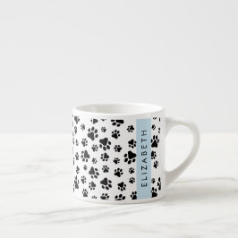 Muster, Dog Paws, Schwarz und Weiß, Ihr Name Espressotasse