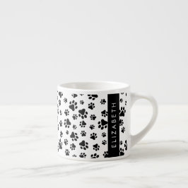 Muster, Dog Paws, Schwarz und Weiß, Ihr Name Espressotasse