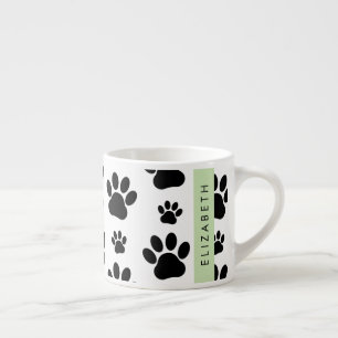 Muster, Dog Paws, Schwarz und Weiß, Ihr Name Espressotasse