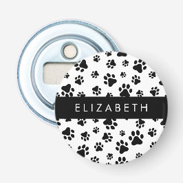 Muster, Dog Paws, Schwarz und Weiß, Ihr Name Flaschenöffner