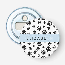 Muster, Dog Paws, Schwarz und Weiß, Ihr Name Flaschenöffner