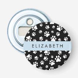 Muster, Dog Paws, Schwarz und Weiß, Ihr Name Flaschenöffner