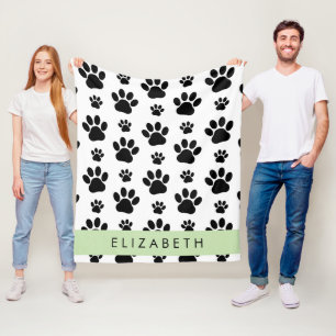 Muster, Dog Paws, Schwarz und Weiß, Ihr Name Fleecedecke
