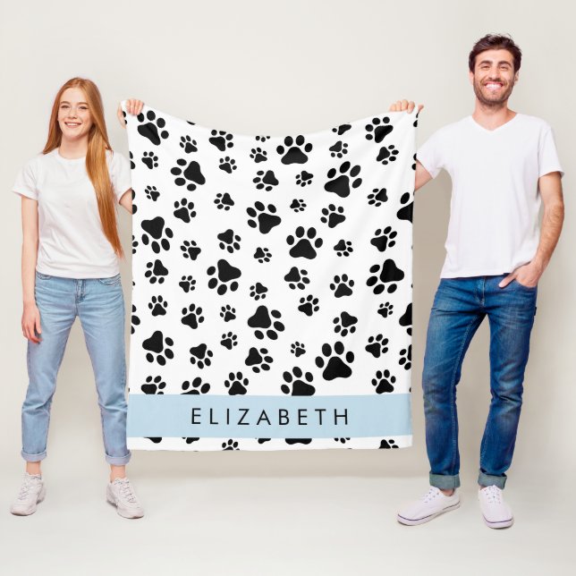 Muster, Dog Paws, Schwarz und Weiß, Ihr Name Fleecedecke (Beispiel)