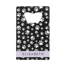 Muster, Dog Paws, Schwarz und Weiß, Ihr Name Geldbeutel Flaschenöffner