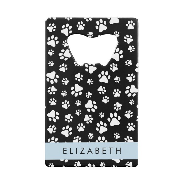 Muster, Dog Paws, Schwarz und Weiß, Ihr Name Geldbeutel Flaschenöffner (Vorderseite)