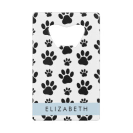 Muster, Dog Paws, Schwarz und Weiß, Ihr Name Geldbeutel Flaschenöffner