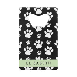 Muster, Dog Paws, Schwarz und Weiß, Ihr Name Geldbeutel Flaschenöffner