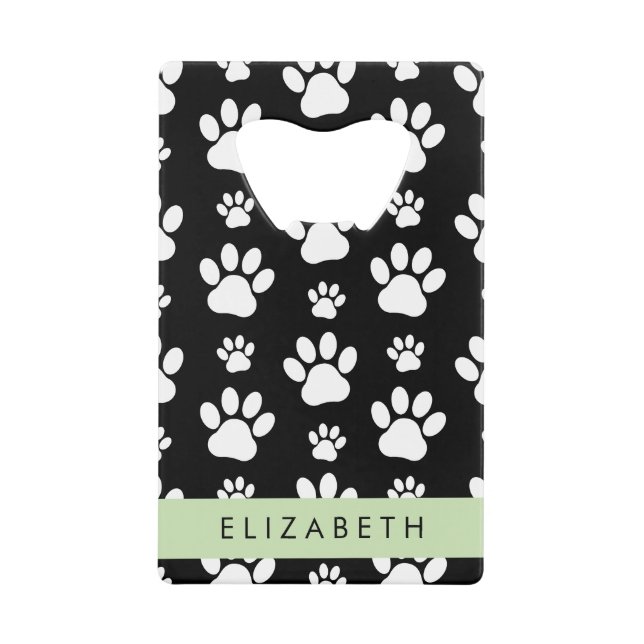 Muster, Dog Paws, Schwarz und Weiß, Ihr Name Geldbeutel Flaschenöffner (Vorderseite)