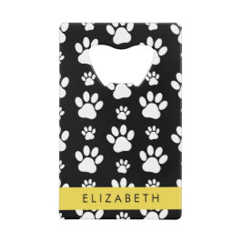 Muster, Dog Paws, Schwarz und Weiß, Ihr Name Geldbeutel Flaschenöffner