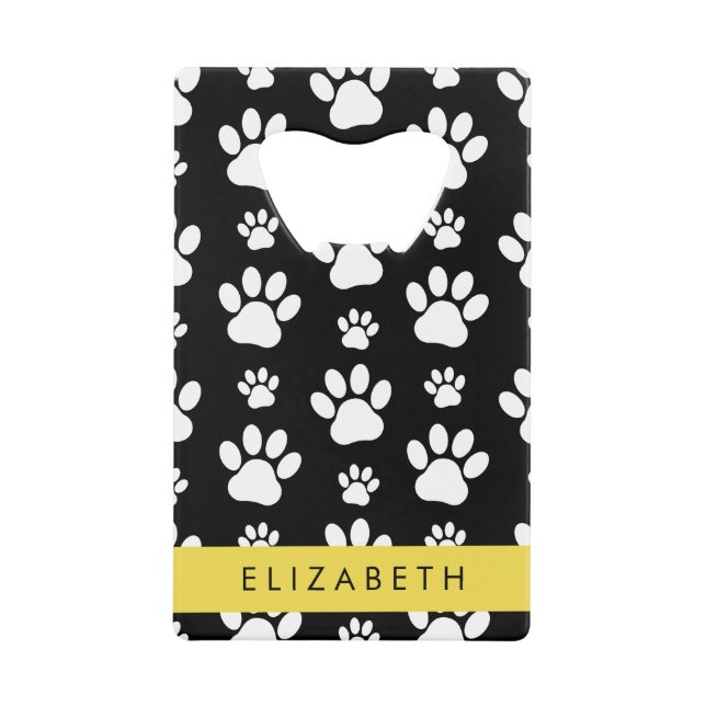 Muster, Dog Paws, Schwarz und Weiß, Ihr Name Geldbeutel Flaschenöffner (Vorderseite)
