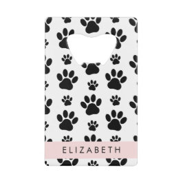 Muster, Dog Paws, Schwarz und Weiß, Ihr Name Geldbeutel Flaschenöffner