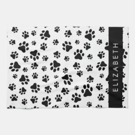 Muster, Dog Paws, Schwarz und Weiß, Ihr Name Geschirrtuch