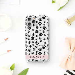 Muster, Dog Paws, Schwarz und Weiß, Ihr Name iPhone 16 Hülle