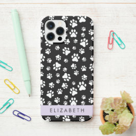 Muster, Dog Paws, Schwarz und Weiß, Ihr Name iPhone 12 Pro Hülle