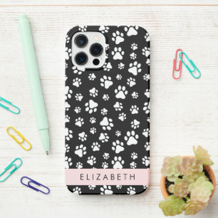 Muster, Dog Paws, Schwarz und Weiß, Ihr Name iPhone 12 Pro Hülle