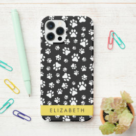 Muster, Dog Paws, Schwarz und Weiß, Ihr Name iPhone 12 Pro Hülle